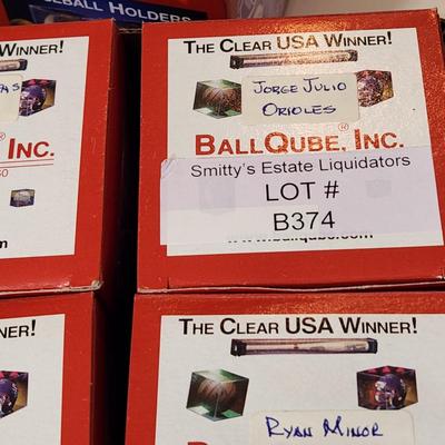 Lot of 4 OMLB Signed Autographed Baseballs John Stevens, Jorge Julio, Brian Falkenburg, Ryan Minor