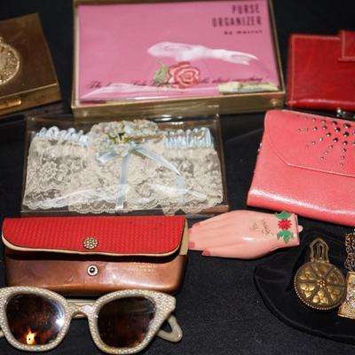 GROUPING OF LADIES WALLETS, CIGARETTE CASE., PILL BOXES AND MORE