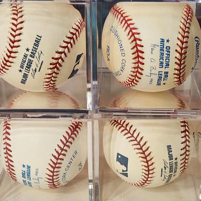 Lot of 4 OMLB Signed Autographed Baseballs Willis Roberts, Derrick May, Josh Towers, Luis Riviera