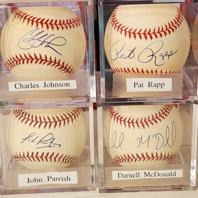 Lot of 4 OMLB Signed Autographed Baseballs Charles Johnson, Pat Rapp, John Parrish, Darnell McDonald