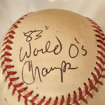 Lot of 4 Orioles OMLB Signed Autographed Baseballs Todd Cruz #10 , Pat Dobson, Rick Dempsey 1983 WS-MVP, Chris Hoiles