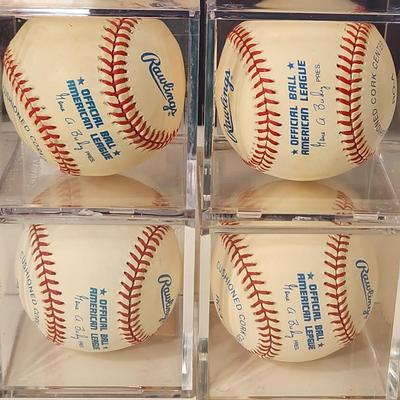 Lot of 4 OMLB Signed Autographed Baseballs Ray Miller, Bob Kennedy 54,55 , Will Clark, Lenny Webster