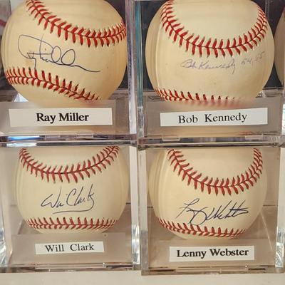 Lot of 4 OMLB Signed Autographed Baseballs Ray Miller, Bob Kennedy 54,55 , Will Clark, Lenny Webster