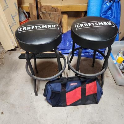 2 Craftsman Garage Shop Stools 1 Craftsman Tool Bag