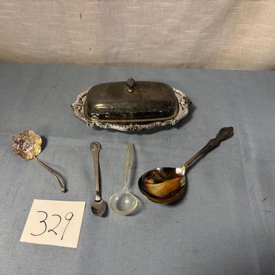 Silver Tone Butter Dish and More