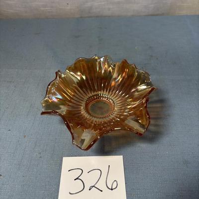 Marigold Carnival Glass Scalloped Bowl