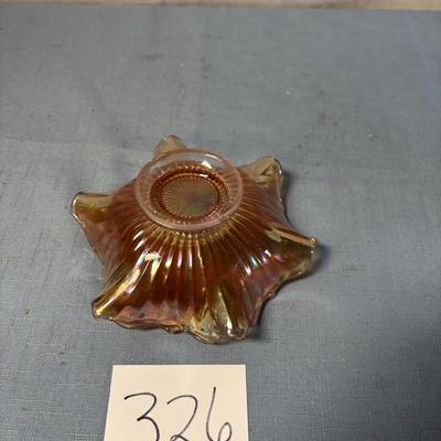 Marigold Carnival Glass Scalloped Bowl