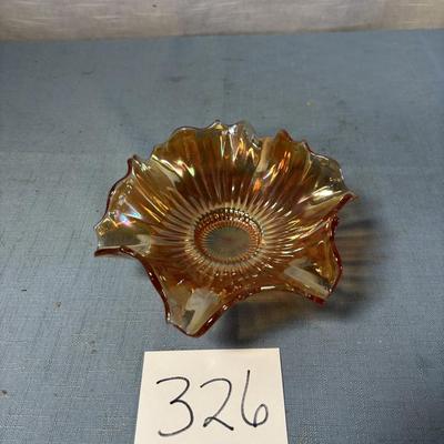 Marigold Carnival Glass Scalloped Bowl