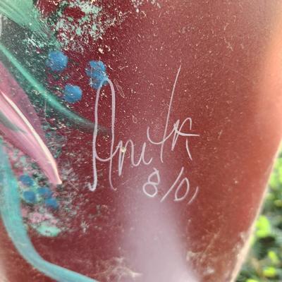 Hand painted Painted Heavy Metal Umbrella Stand Can 18" tall 9" Diameter