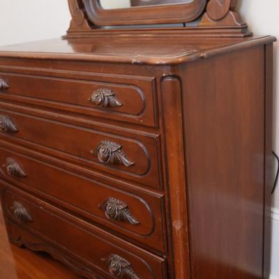 Victorian Walnut Solid Mirrored Dresser by Continental Furniture