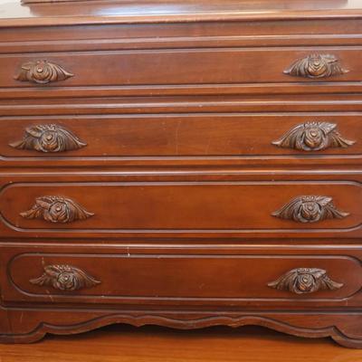 Victorian Walnut Solid Mirrored Dresser by Continental Furniture