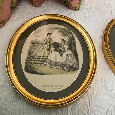 UD767 Pair Of Oval French Victorian Framed Prints