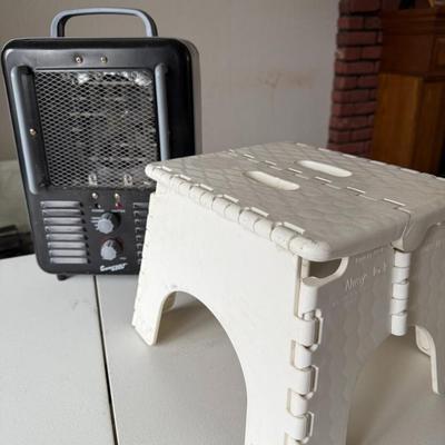 White Stepping Stool, Comfort Zone Heater