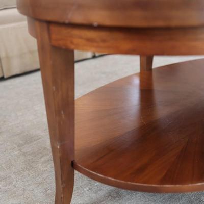 Oval Wood Coffee Table with Lower Shelf