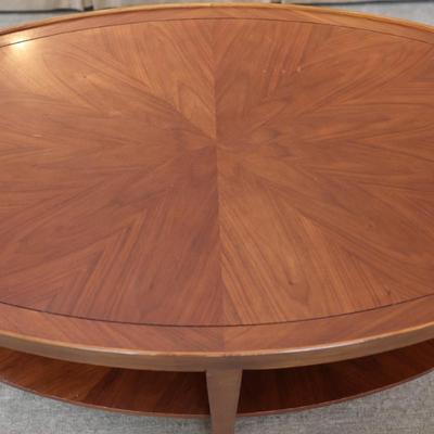 Oval Wood Coffee Table with Lower Shelf