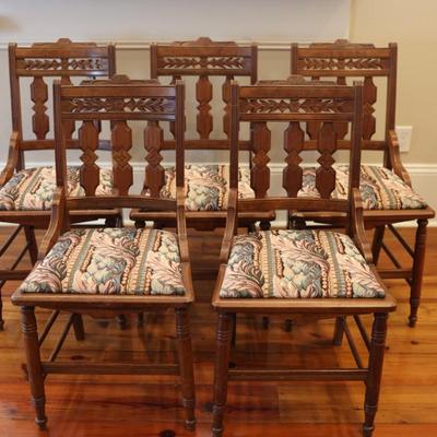 Five Eastlake Walnut Side Chairs