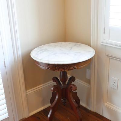 Victorian Style Italian Marble Top Mahogany Table