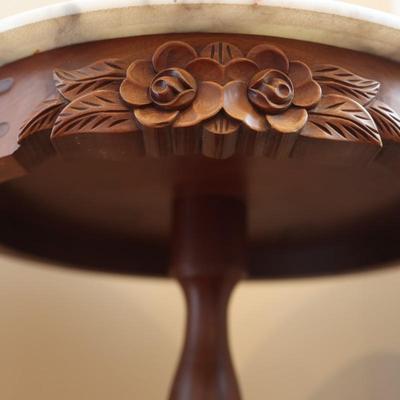 Victorian Style Italian Marble Top Mahogany Table