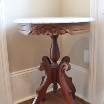 Victorian Style Italian Marble Top Mahogany Table