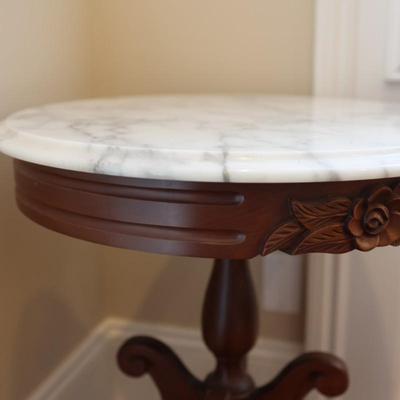 Victorian Style Italian Marble Top Mahogany Table