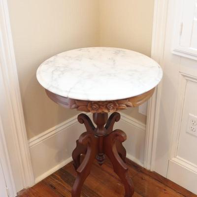 Victorian Style Italian Marble Top Mahogany Table