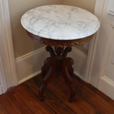 Victorian Style Italian Marble Top Mahogany Table