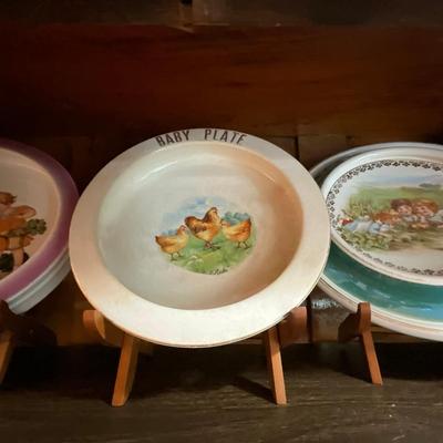 UD783 Lot of Five Antique Porcelain Baby Plates