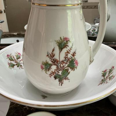 MB784 Set of Antique Moss Rose Ironstone Wash Set