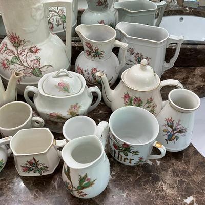 MB788 Antique Ironstone & Porcelain Moss Rose Set