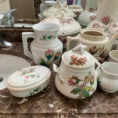 MB788 Antique Ironstone & Porcelain Moss Rose Set