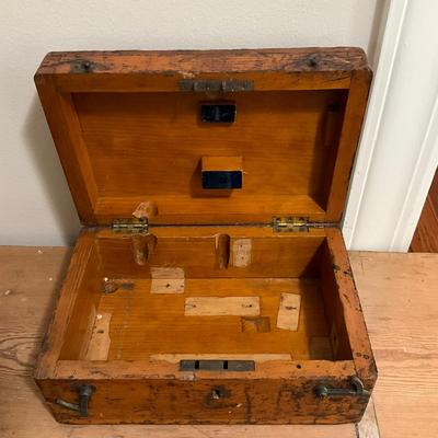 D799 Antique Primitive Wrought Iron Handle Document Box