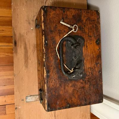 D799 Antique Primitive Wrought Iron Handle Document Box