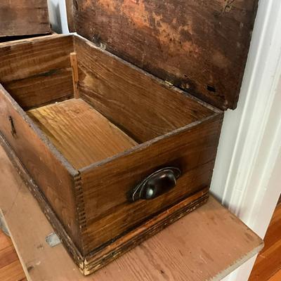 D802 Antique "The Boy Favorite Tool Chest" Wooden Chest