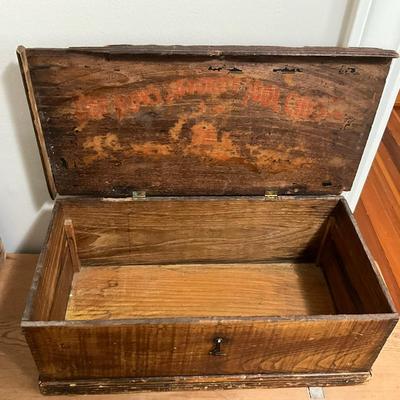 D802 Antique "The Boy Favorite Tool Chest" Wooden Chest