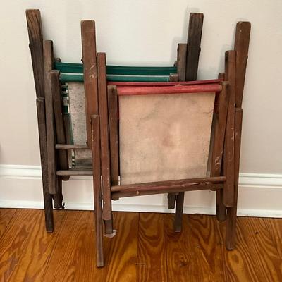 D803 Pair of Antique Folding Children's Beach Chairs