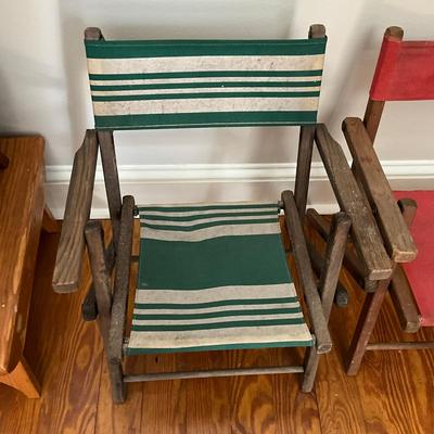D803 Pair of Antique Folding Children's Beach Chairs