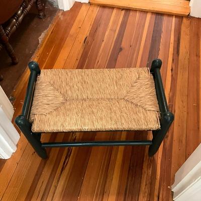 D805 Green Painted Rush Seat Foot Stool