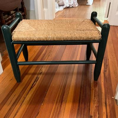 D805 Green Painted Rush Seat Foot Stool