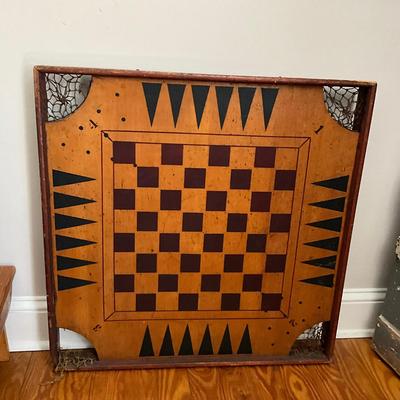 D808 Antique Crokinole Combination Game Board