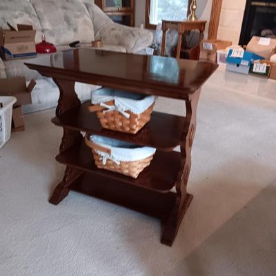 3 TIER SIDE TABLE WITH 2 LINED BASKETS