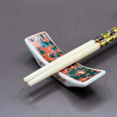 LOT 8D: Noritake Sylvia China Set, Vintage Chinese Cloisonne Chopsticks & More