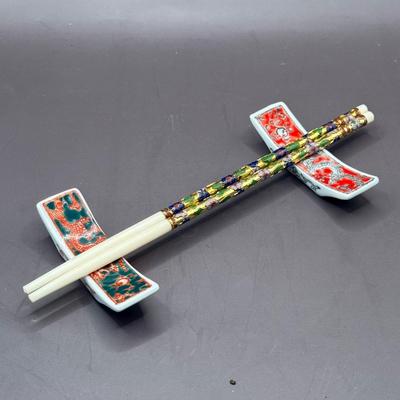 LOT 8D: Noritake Sylvia China Set, Vintage Chinese Cloisonne Chopsticks & More