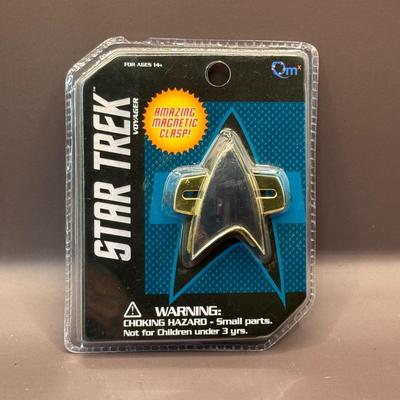 LOT 9P: Star Trek Collectibles - 1998 Star Trek Communicator In Open Box, Playing Cards In Tin, Badge & More