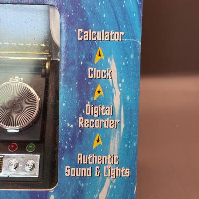 LOT 9P: Star Trek Collectibles - 1998 Star Trek Communicator In Open Box, Playing Cards In Tin, Badge & More