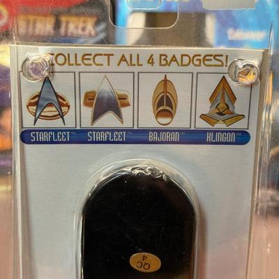 LOT 9P: Star Trek Collectibles - 1998 Star Trek Communicator In Open Box, Playing Cards In Tin, Badge & More
