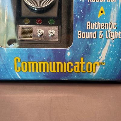 LOT 9P: Star Trek Collectibles - 1998 Star Trek Communicator In Open Box, Playing Cards In Tin, Badge & More