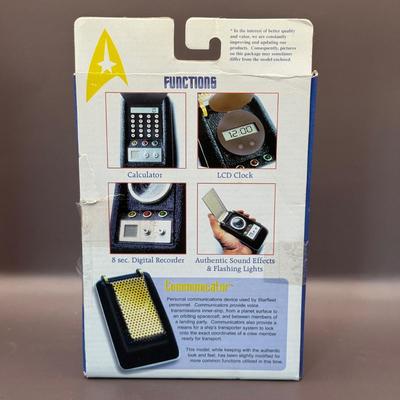 LOT 9P: Star Trek Collectibles - 1998 Star Trek Communicator In Open Box, Playing Cards In Tin, Badge & More