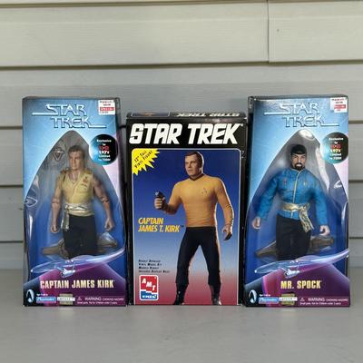 LOT 12P: Vintage Star Trek 12 Inch Captain Kirk Model Kit & Playmates Toys Action Figures