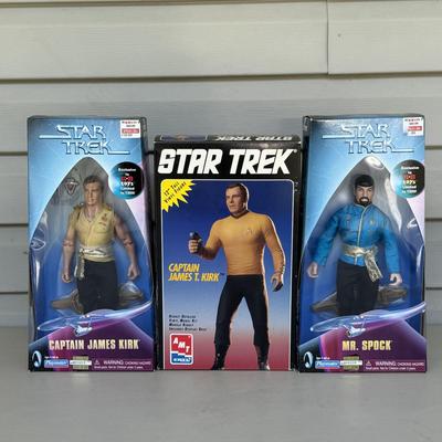 LOT 12P: Vintage Star Trek 12 Inch Captain Kirk Model Kit & Playmates Toys Action Figures