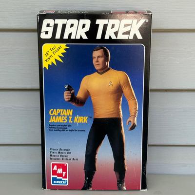 LOT 12P: Vintage Star Trek 12 Inch Captain Kirk Model Kit & Playmates Toys Action Figures